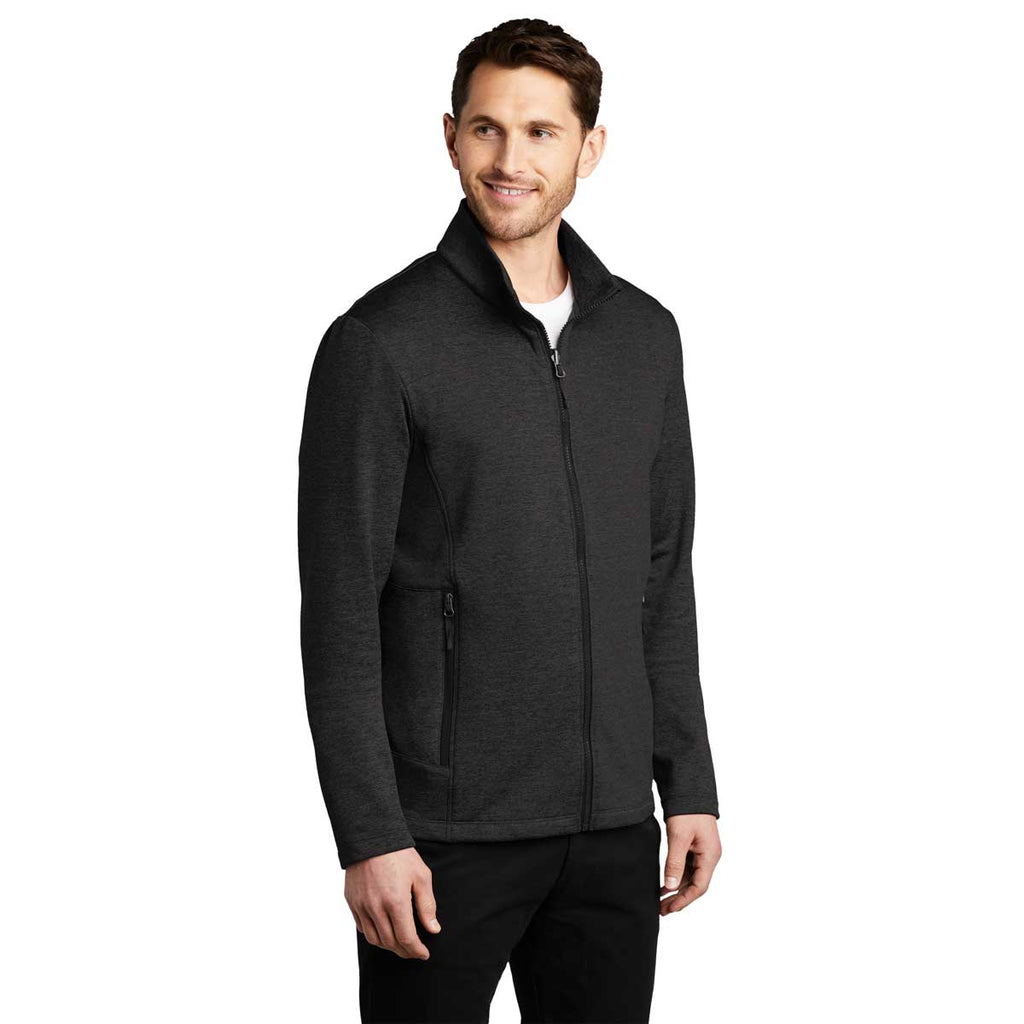 Port Authority Men's Deep Black Heather Collective Striated Fleece Jacket