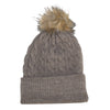 Kate Lord Women's Hazel Heather/Tan Knit Fur Pom Beanie