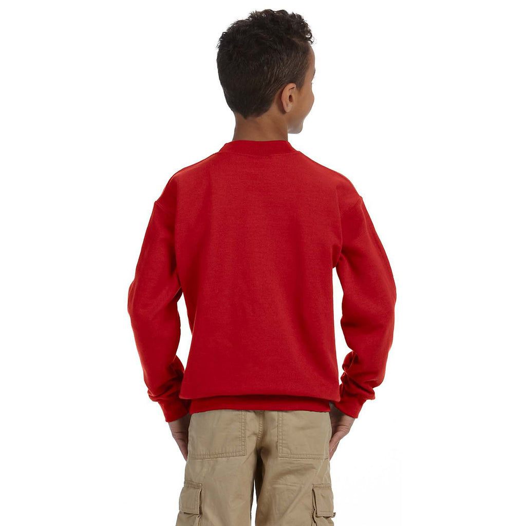 Gildan Youth Red Heavy Blend 8 oz. 50/50 Fleece Crew