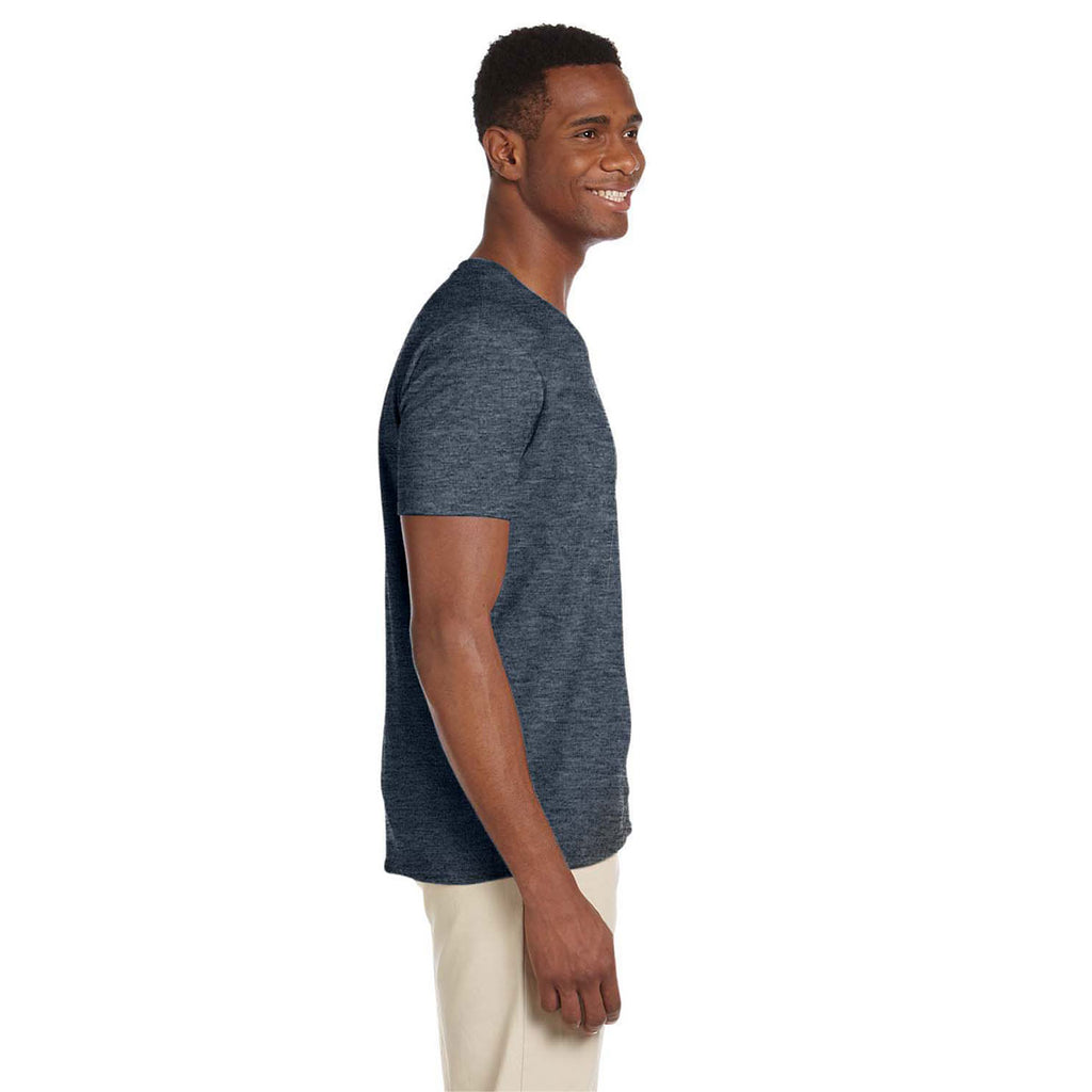 Gildan Men's Heather Navy Softstyle 4.5 oz. V-Neck T-Shirt