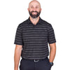 Greg Norman Men's Black Heather LAB Stripe Polo