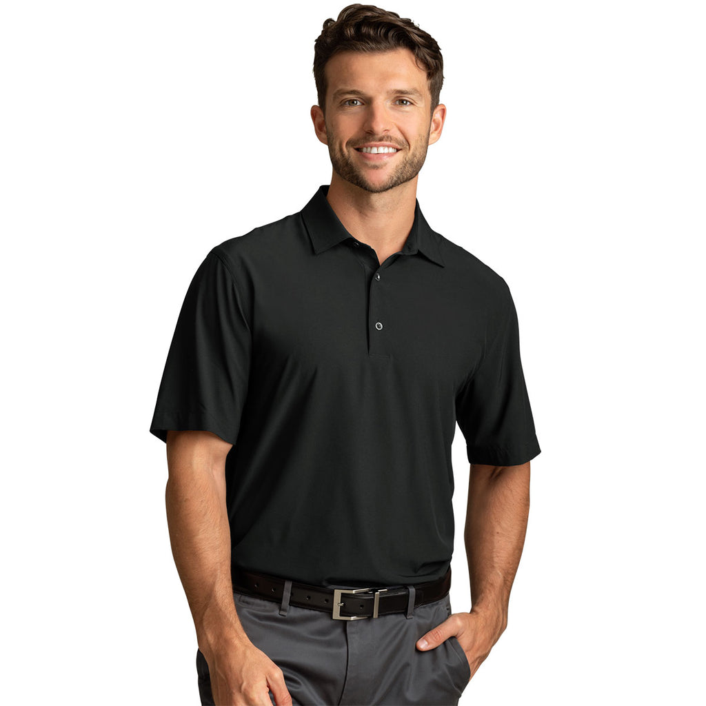 Greg Norman Men's Black X-Lite 50 Solid Woven Polo