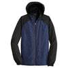 Sport-Tek Men's True Royal Heather/Black Colorblock Raglan Hooded Wind Jacket