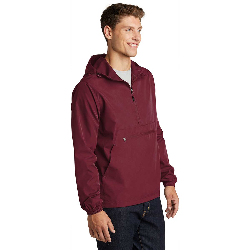 Sport-Tek Men's Maroon Packable Anorak