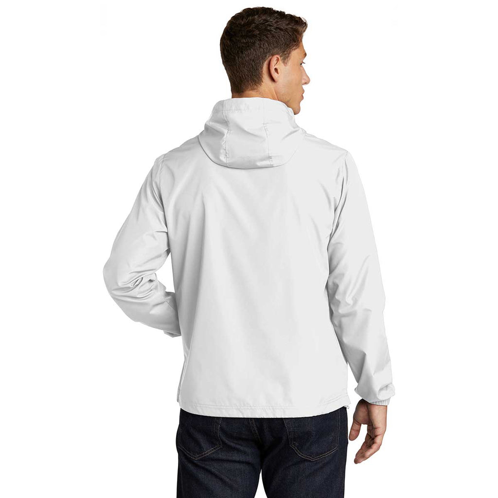 Sport-Tek Men's White Packable Anorak