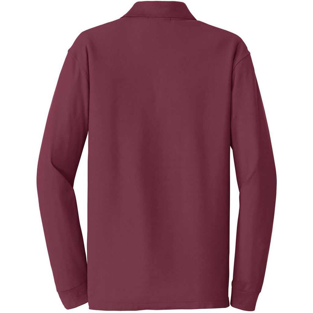 Port Authority Men's Burgundy Long Sleeve Core Classic Pique Polo