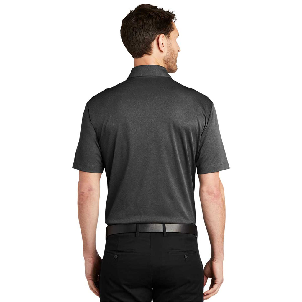 Port Authority Men's Black Heather Heathered Silk Touch Performance Polo