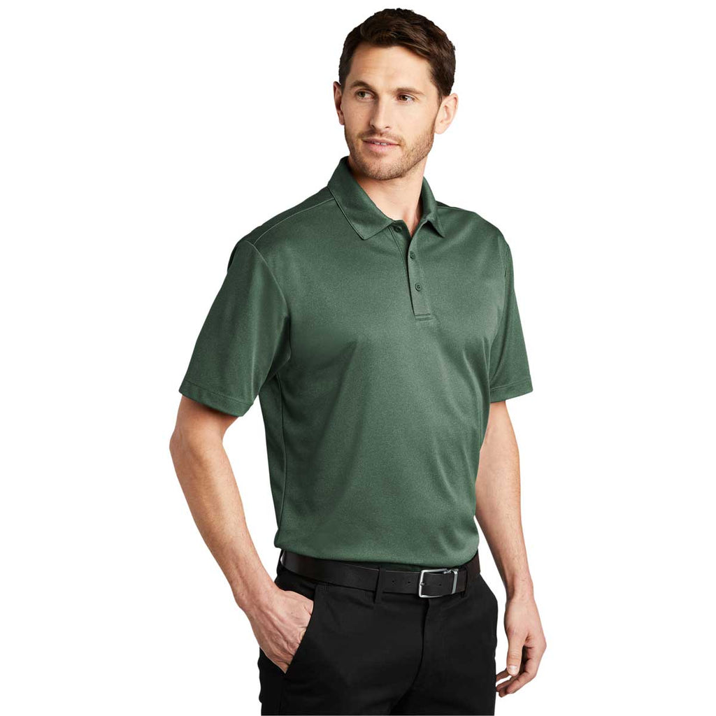 Port Authority Men's Green Glen Heather Heathered Silk Touch Performance Polo