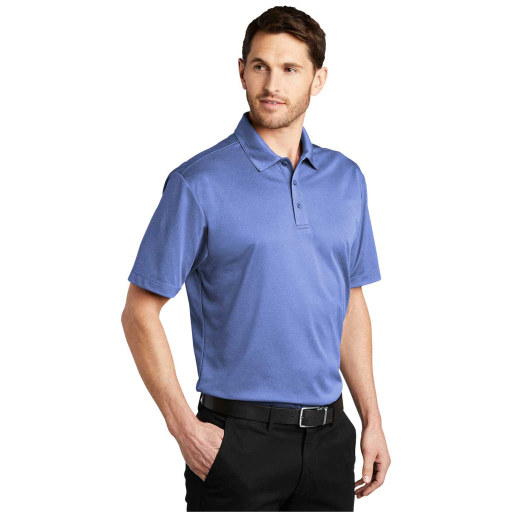 Port Authority Men's Moonlight Blue Heather Heathered Silk Touch Performance Polo