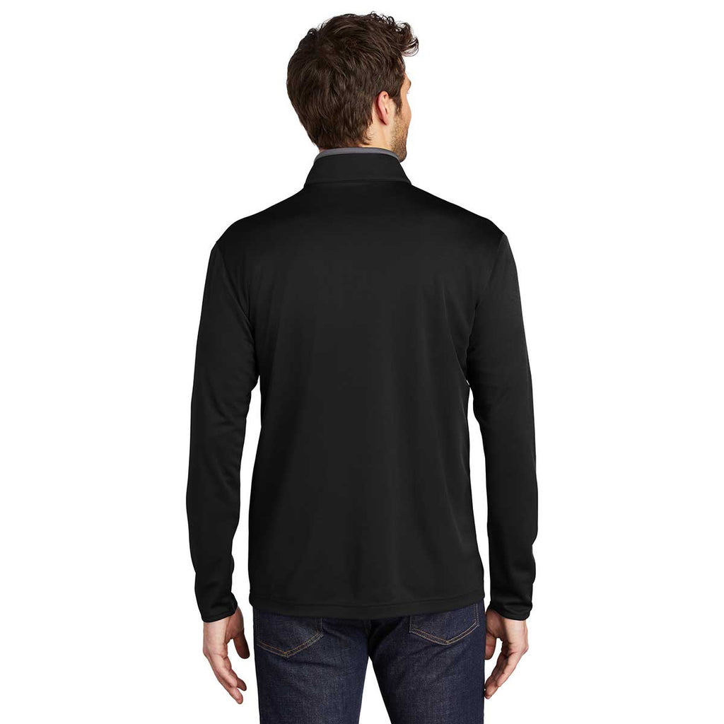 Port Authority Men's Black/Steel Grey Silk Touch Performance Quarter Zip