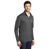 Port Authority Men's Steel Grey/Black Silk Touch Performance Quarter Zip