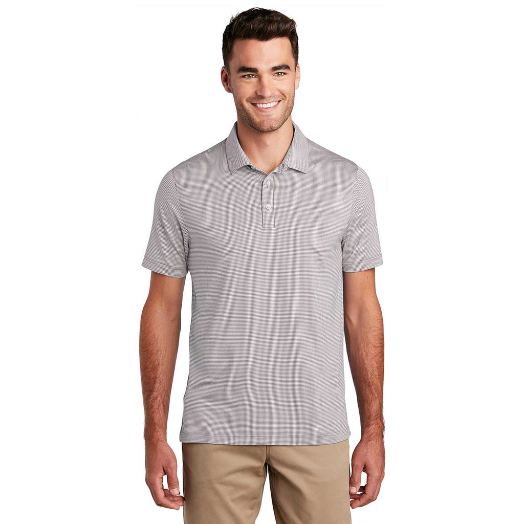 Port Authority Men's Gusty Grey/White Gingham Polo