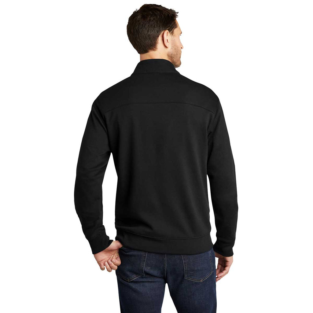 Port Authority Men's Deep Black/Charcoal Heather Interlock Full-Zip