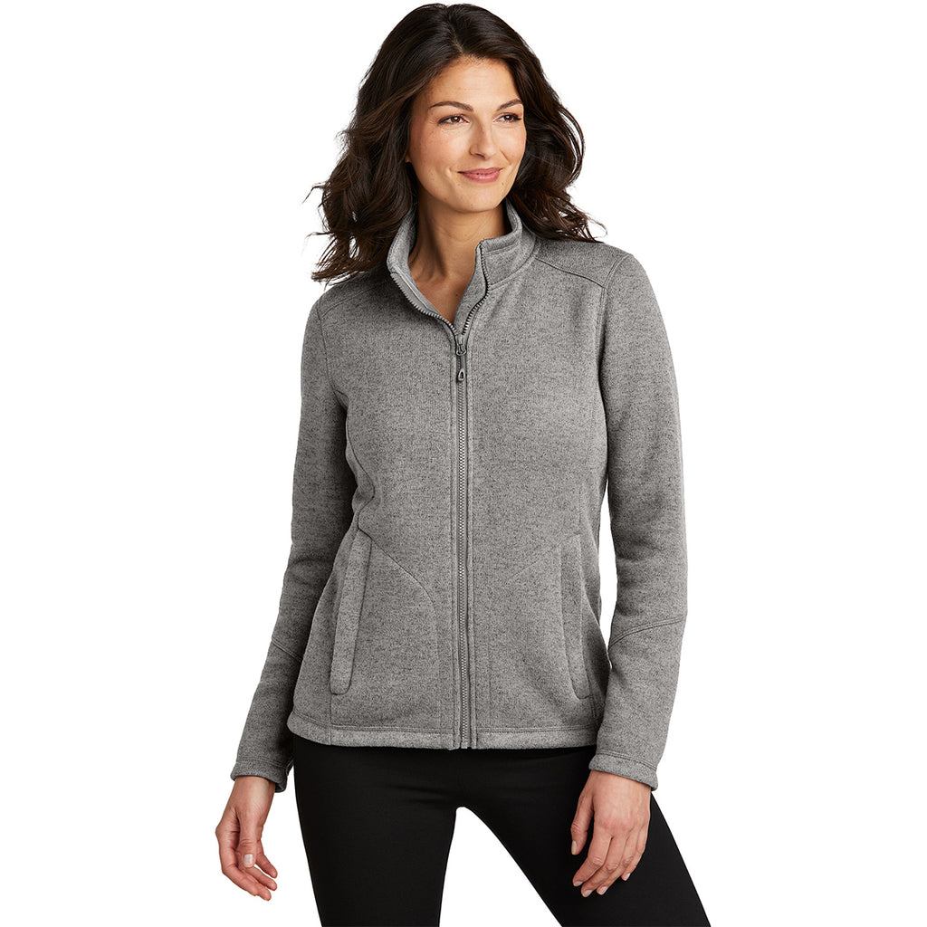 Port Authority Women's Deep Smoke Heather Arc Sweater Fleece Jacket