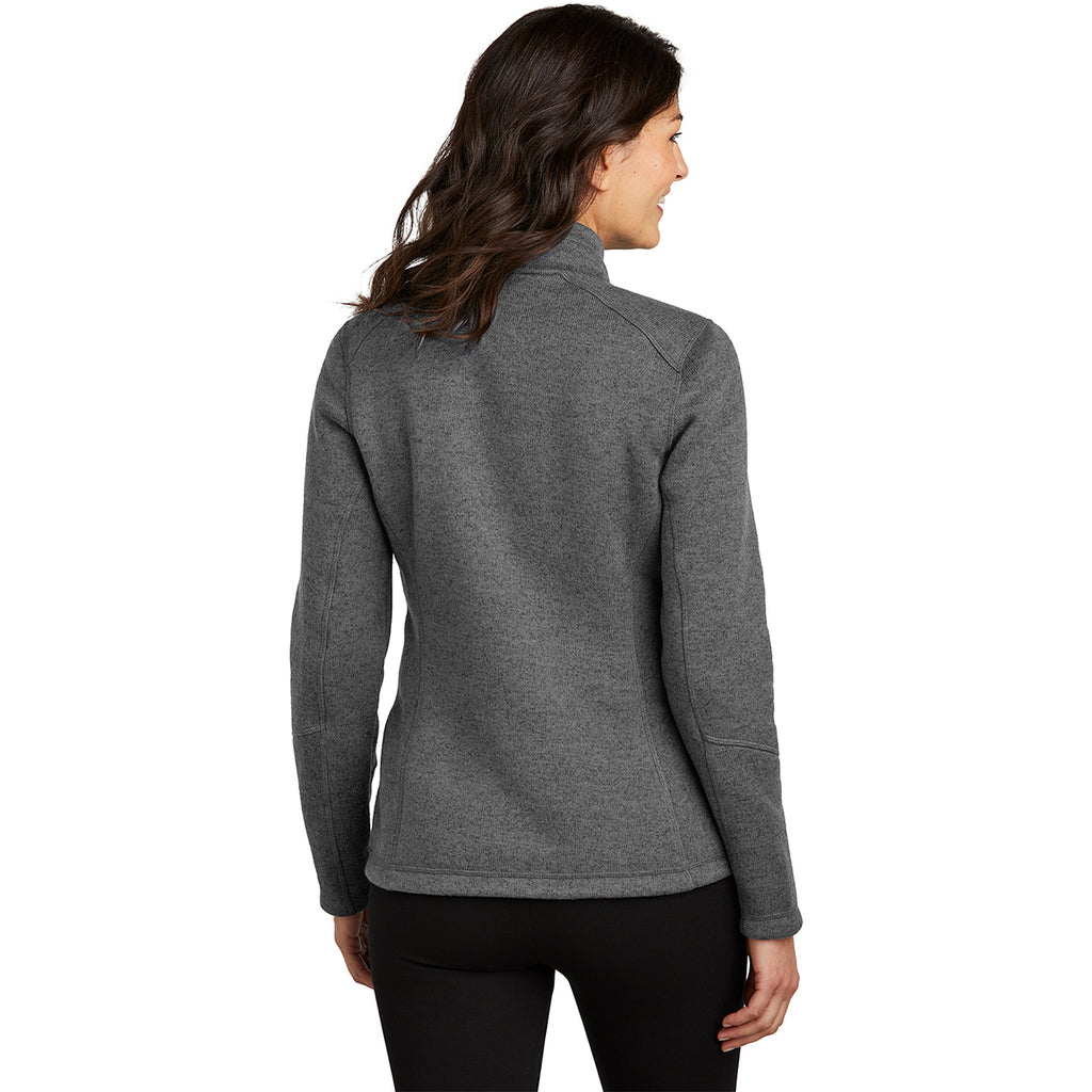 Port Authority Women's Grey Smoke Heather Arc Sweater Fleece Jacket