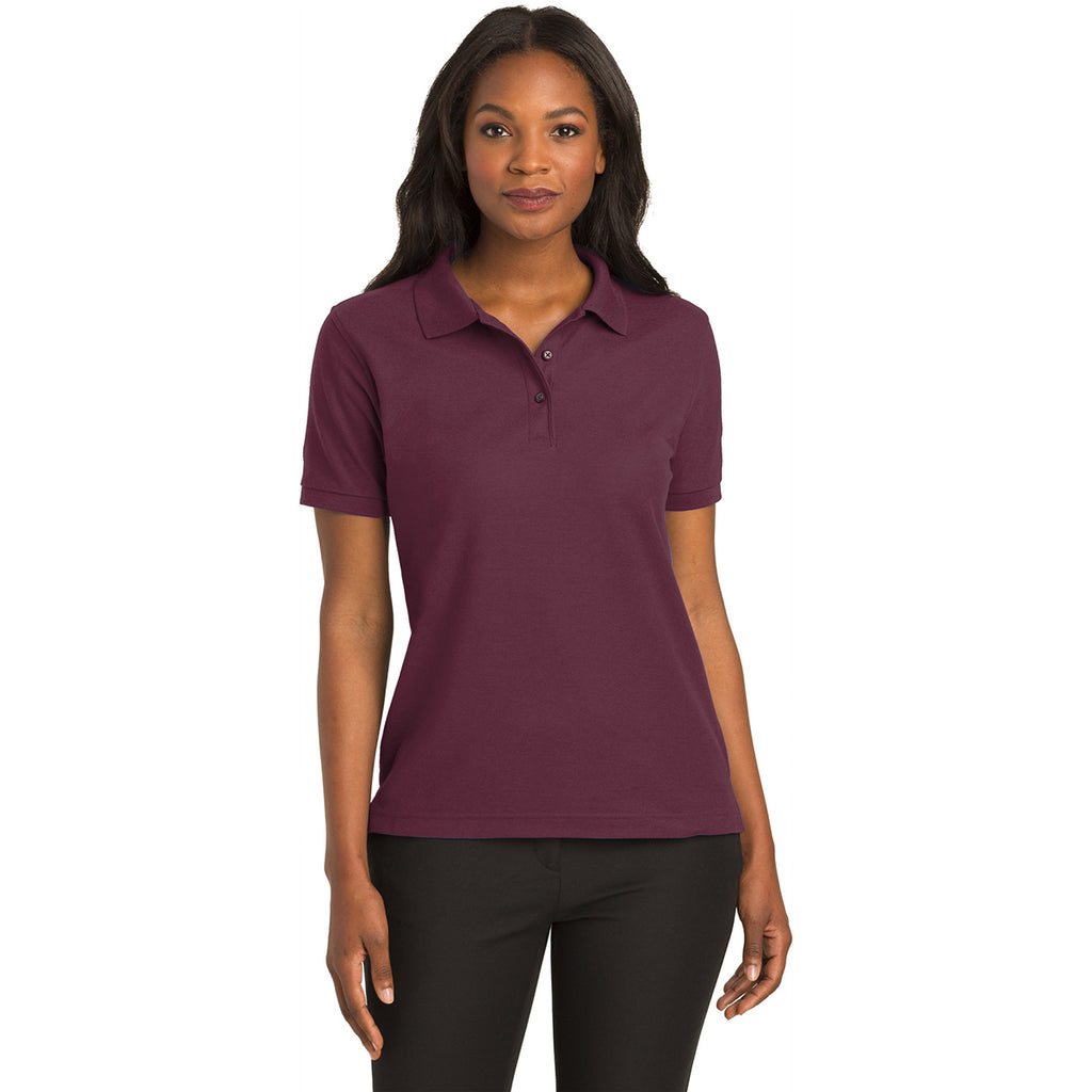 Port Authority Women's Burgundy Silk Touch Polo