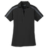 Port Authority Women's Black/Steel Grey Silk Touch Performance Colorblock Stripe Polo