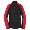 Port Authority Women's Deep Black/Rich Red Active Colorblock Soft Shell Jacket