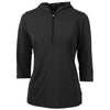 Cutter & Buck Women's Black Virtue Eco Pique Recycled Half Zip Pullover Hoodie