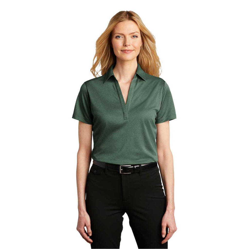 Port Authority Women's Green Glen Heather Heathered Silk Touch Performance Polo