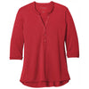 Port Authority Women's Rich Red UV Choice Pique Henley