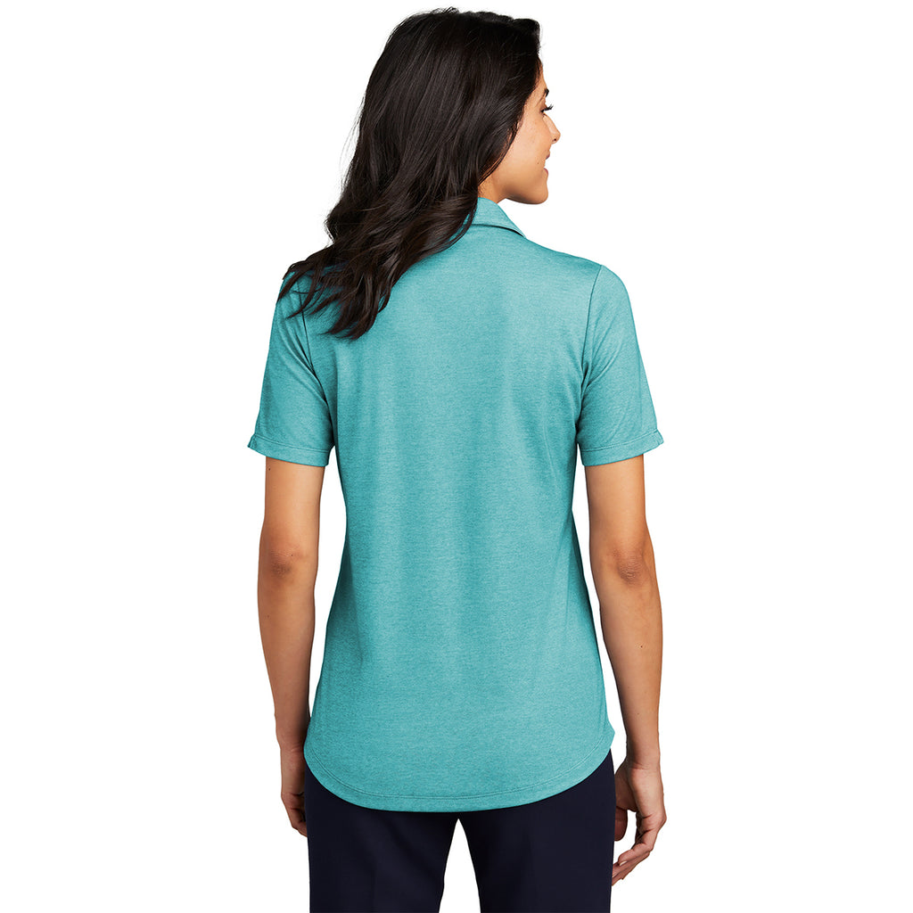 Port Authority Women's Dark Teal Heather Fine Pique Blend Polo