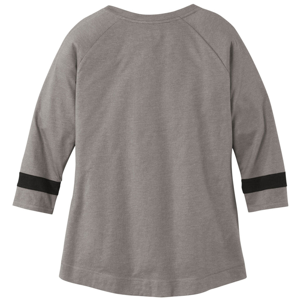 New Era Women's Shadow Grey/ Black Solid Tri-Blend 3/4-Sleeve Tee