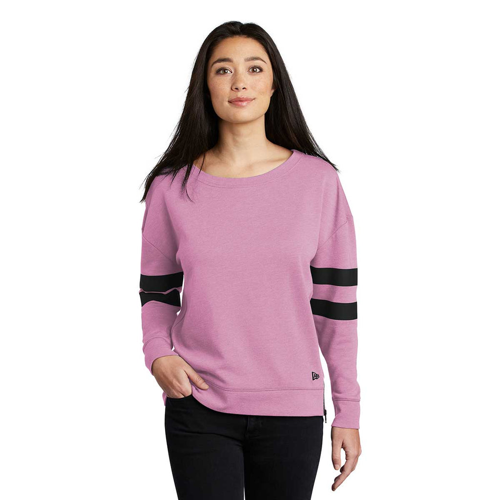 New Era Women's Lilac Heather Tri-Blend Fleece Varsity Crew