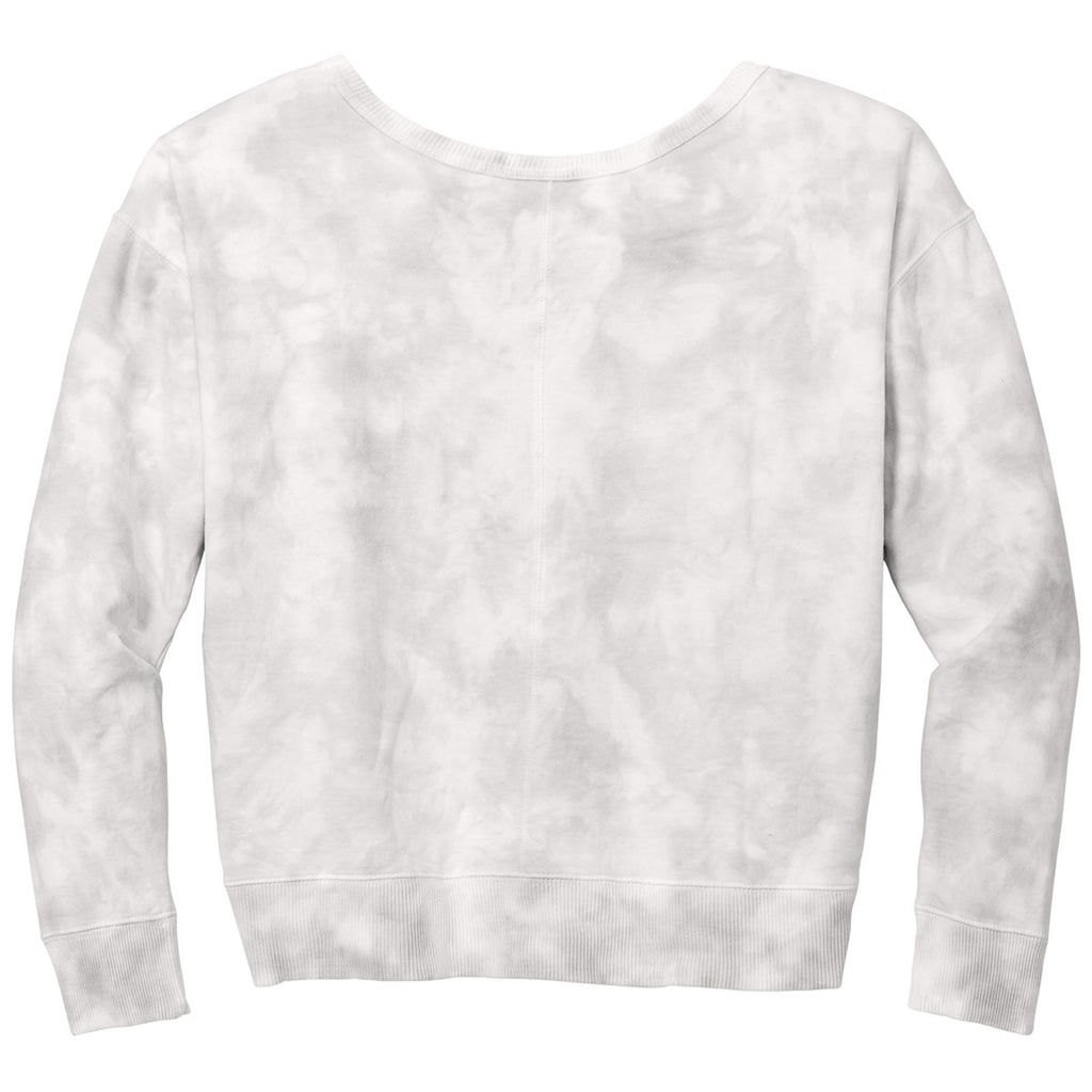 Port & Company Women's Dove Grey Beach Wash Cloud Tie-Dye V-Neck Sweatshirt