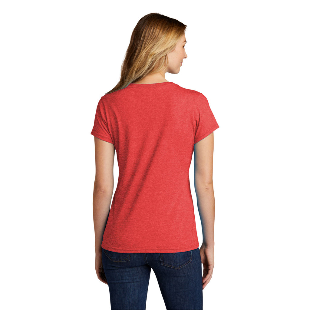 Port & Company Women's Bright Red Heather Tri-Blend V-Neck Tee