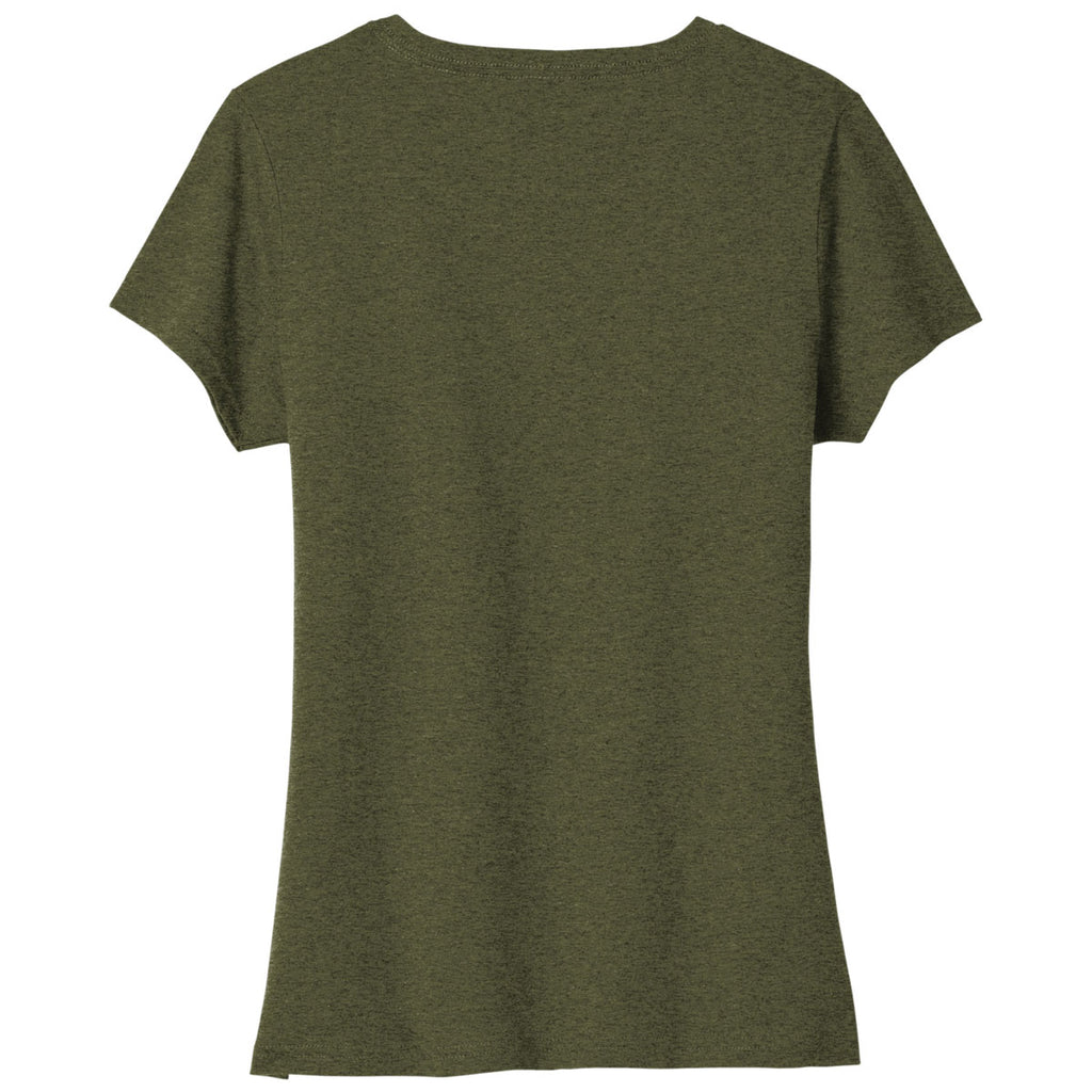 Port & Company Women's Military Green Heather Tri-Blend V-Neck Tee