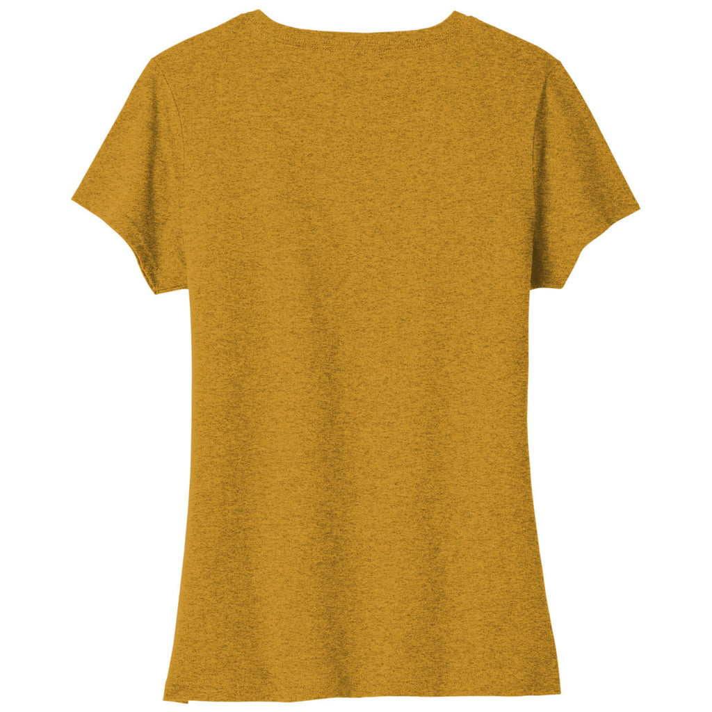 Port & Company Women's Ochre Yellow Heather Tri-Blend V-Neck Tee