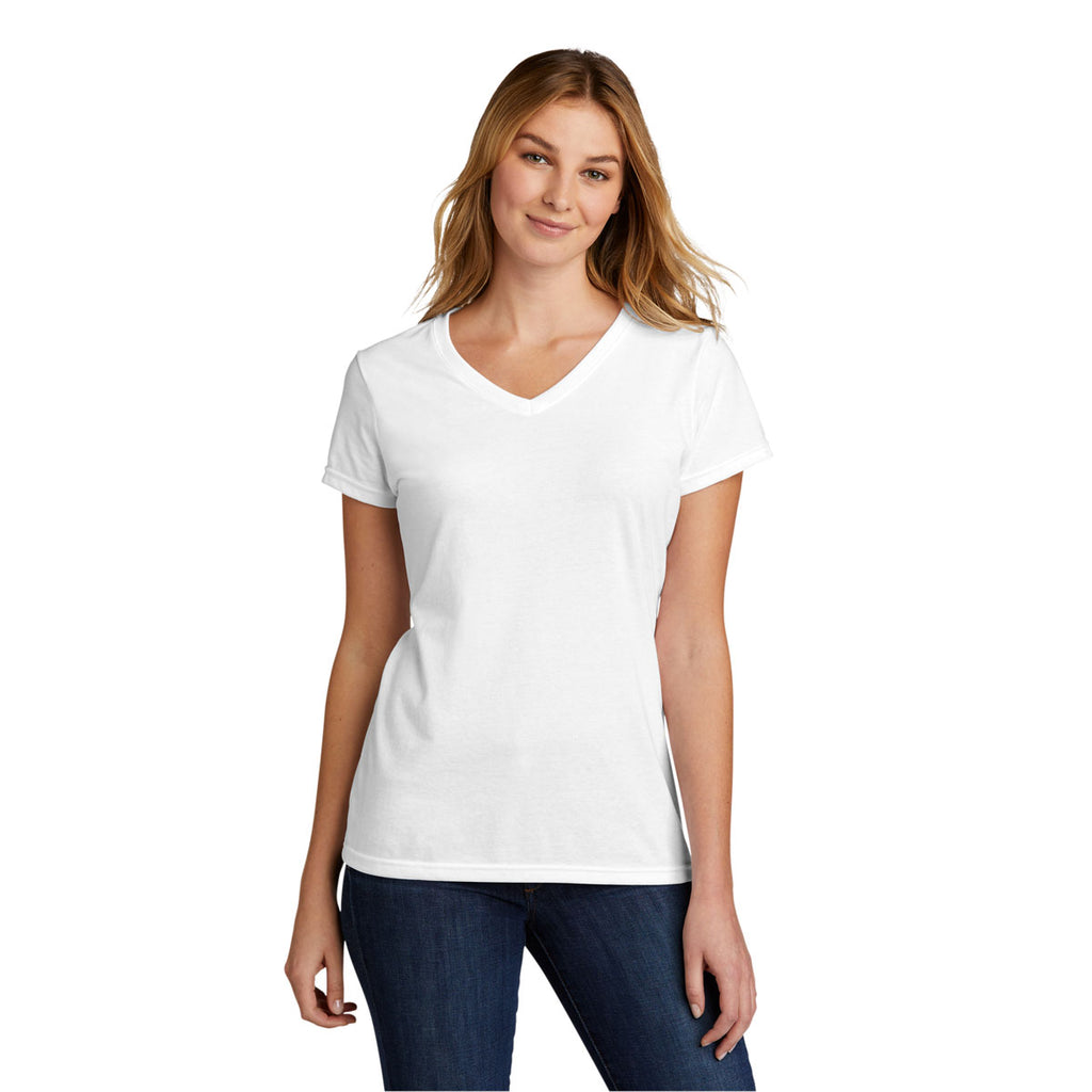 Port & Company Women's White Tri-Blend V-Neck Tee