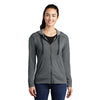 Sport-Tek Women's Dark Grey Heather PosiCharge Tri-Blend Wicking Fleece Full-Zip