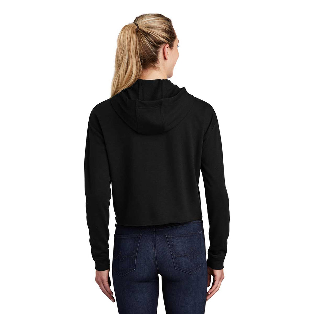 Sport-Tek Women's Black Triad Solid PosiCharge Tri-Blend Wicking Fleece Crop Hoodie