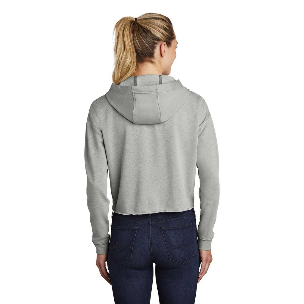 Sport-Tek Women's Light Grey Heather PosiCharge Tri-Blend Wicking Fleece Crop Hoodie