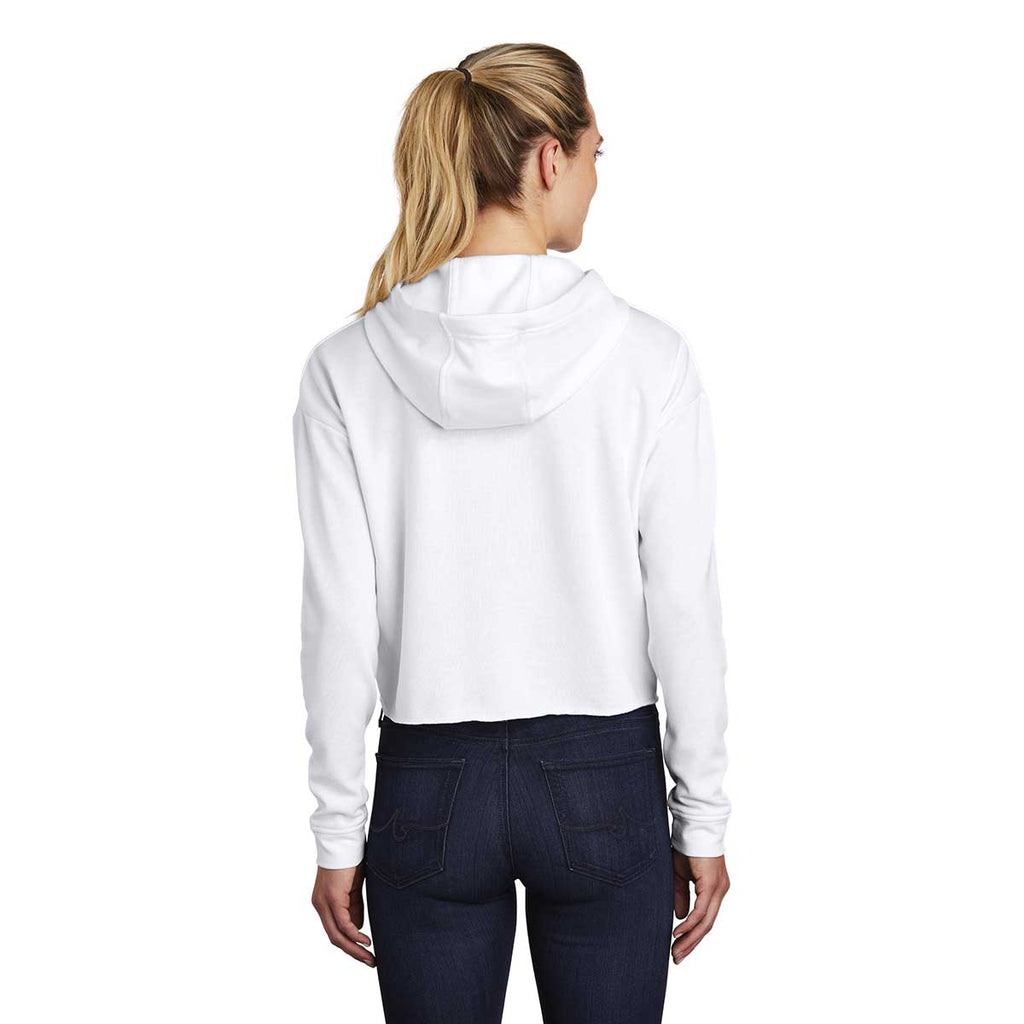 Sport-Tek Women's White Triad Solid PosiCharge Tri-Blend Wicking Fleece Crop Hoodie