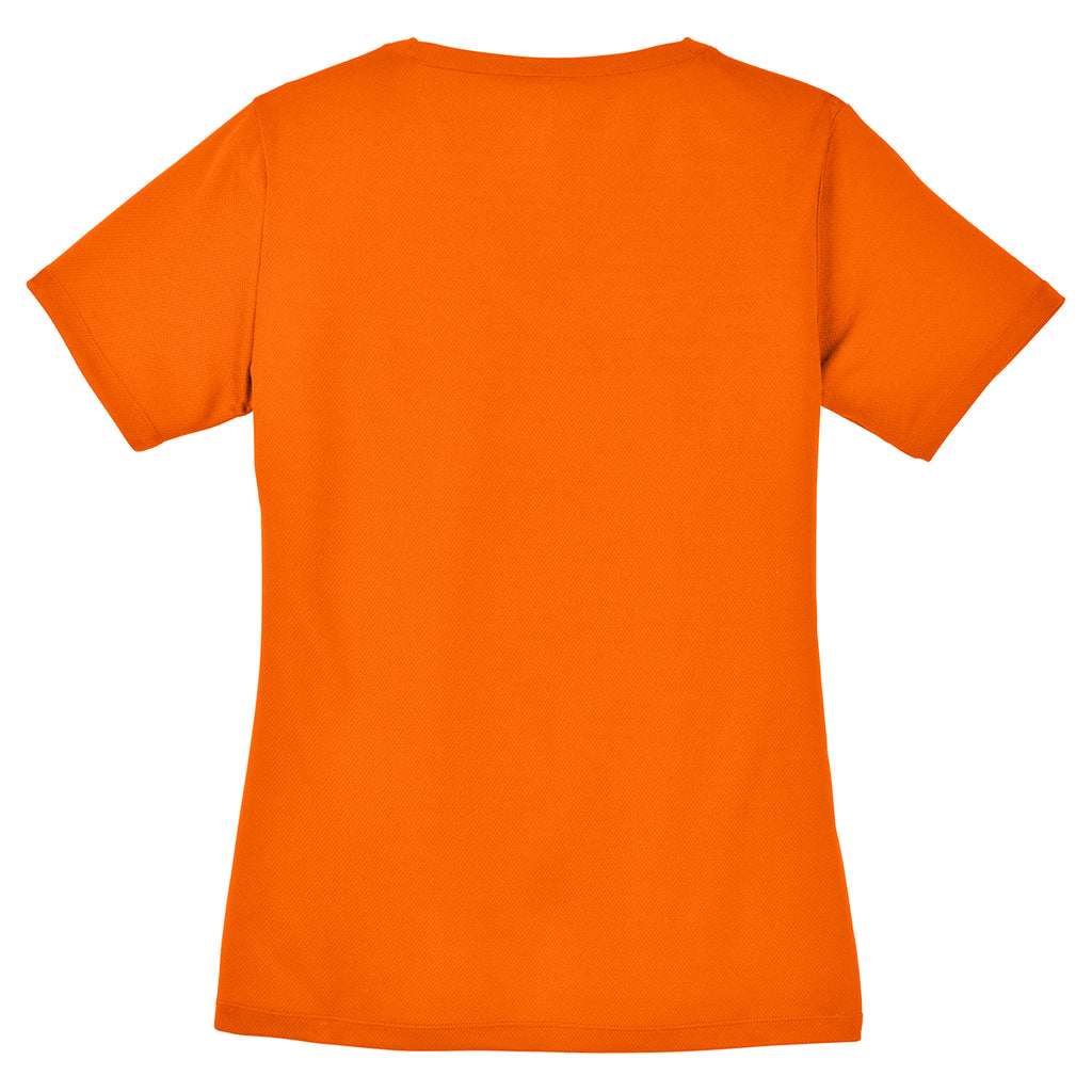 Sport-Tek Women's Neon Orange PosiCharge RacerMesh V-Neck Tee