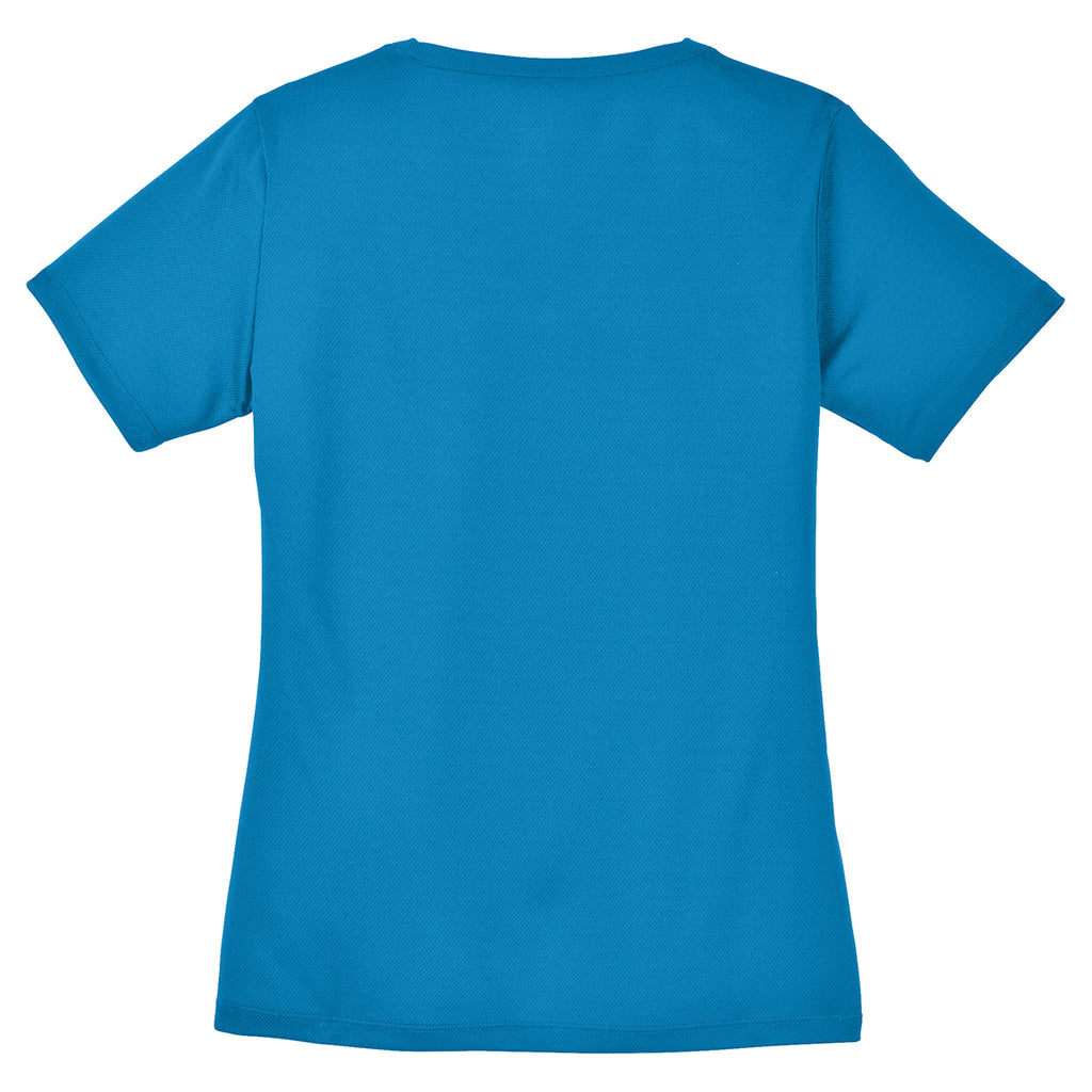 Sport-Tek Women's Pond Blue PosiCharge RacerMesh V-Neck Tee