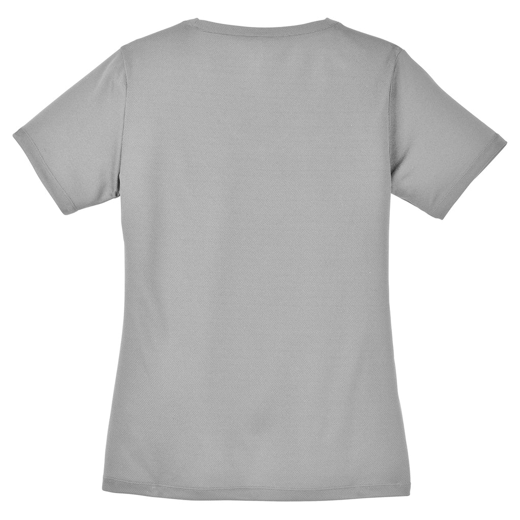 Sport-Tek Women's Silver PosiCharge RacerMesh V-Neck Tee