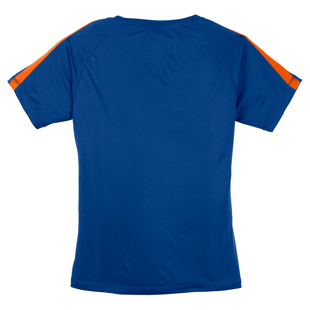 Sport-Tek Women's True Royal/Deep Orange Colorblock PosiCharge Competitor Tee