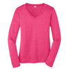 Sport-Tek Women's Pink Raspberry Heather Long Sleeve Heather Contender V-Neck Tee