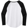 Sport-Tek Women's Black Triad Solid/White Triad Solid PosiCharge Long Sleeve Tri-Blend Wicking Scoop Neck Raglan Tee