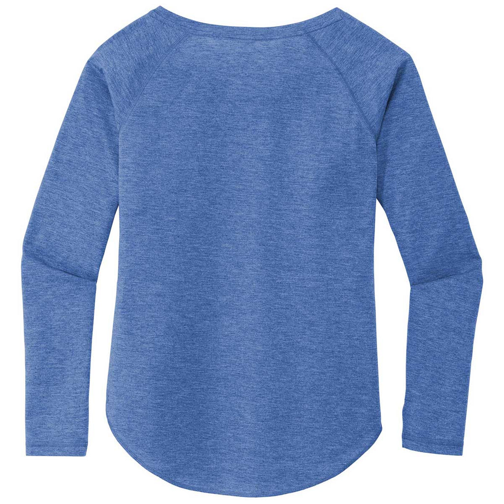 Sport-Tek Women's True Royal Heather PosiCharge Long Sleeve Tri-Blend Wicking Scoop Neck Raglan Tee