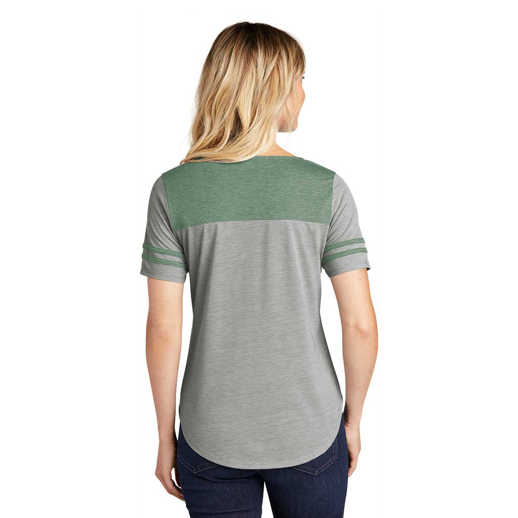 Sport-Tek Women's Forest Heather/Light Grey Heather PosiCharge Tri-Blend Wicking Fan Tee