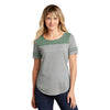 Sport-Tek Women's Forest Heather/Light Grey Heather PosiCharge Tri-Blend Wicking Fan Tee