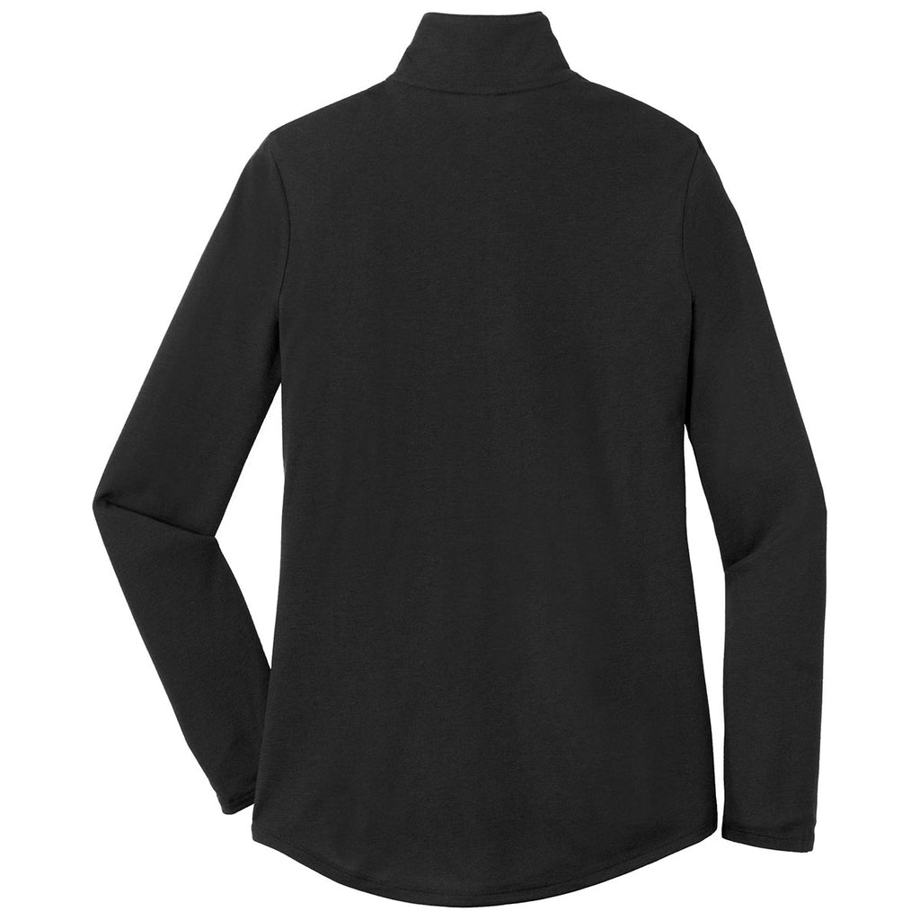 Sport-Tek Women's Black Triad Solid PosiCharge Tri-Blend Wicking 1/4-Zip Pullover