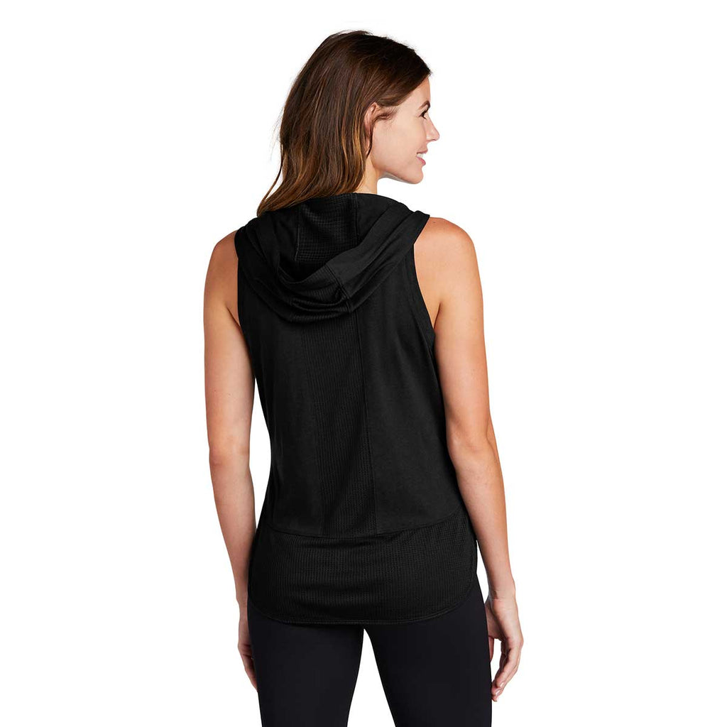 Sport-Tek Women's Black/Black Triad Solid PosiCharge Tri-Blend Wicking Draft Hoodie Tank