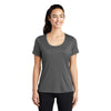 Sport-Tek Women's Dark Smoke Grey Posi-UV Pro Scoop Neck Tee