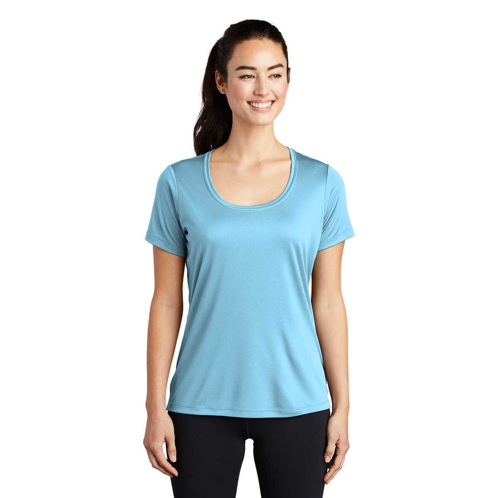 Sport-Tek Women's Light Blue Posi-UV Pro Scoop Neck Tee